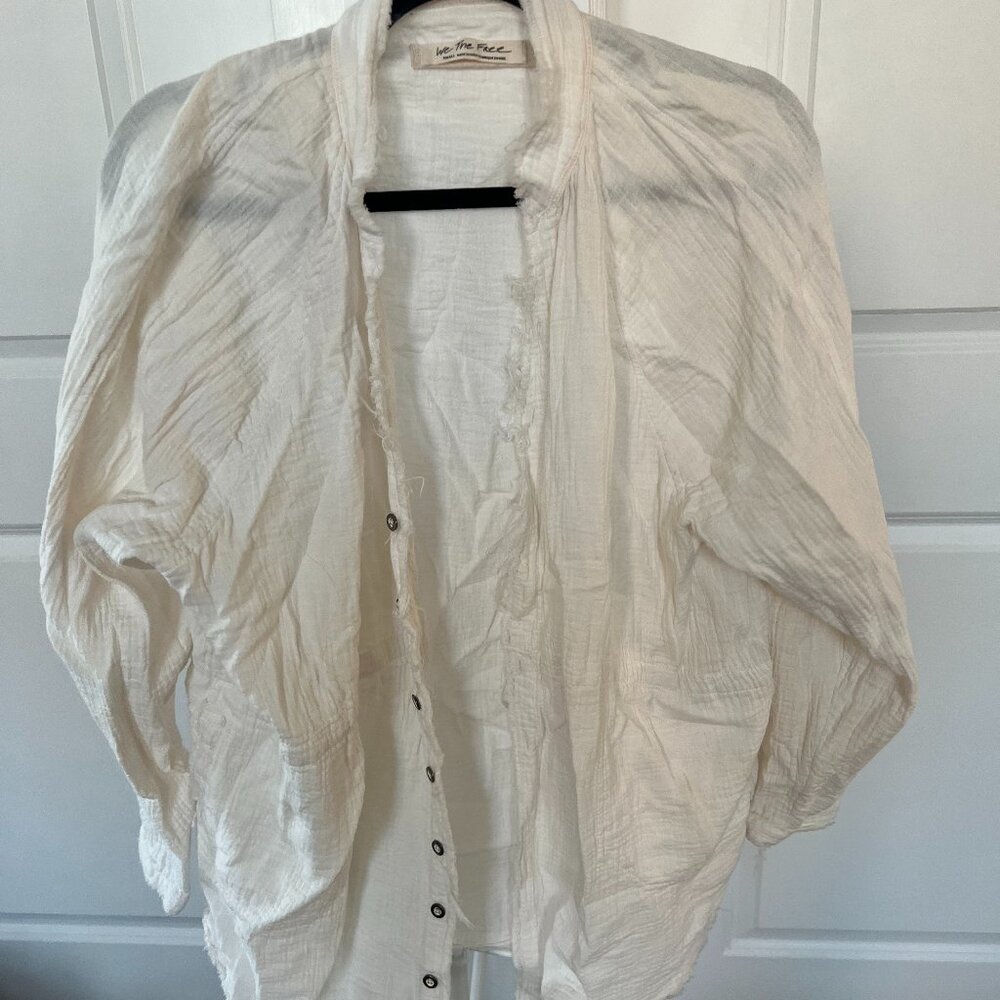 White Gauze Button Down